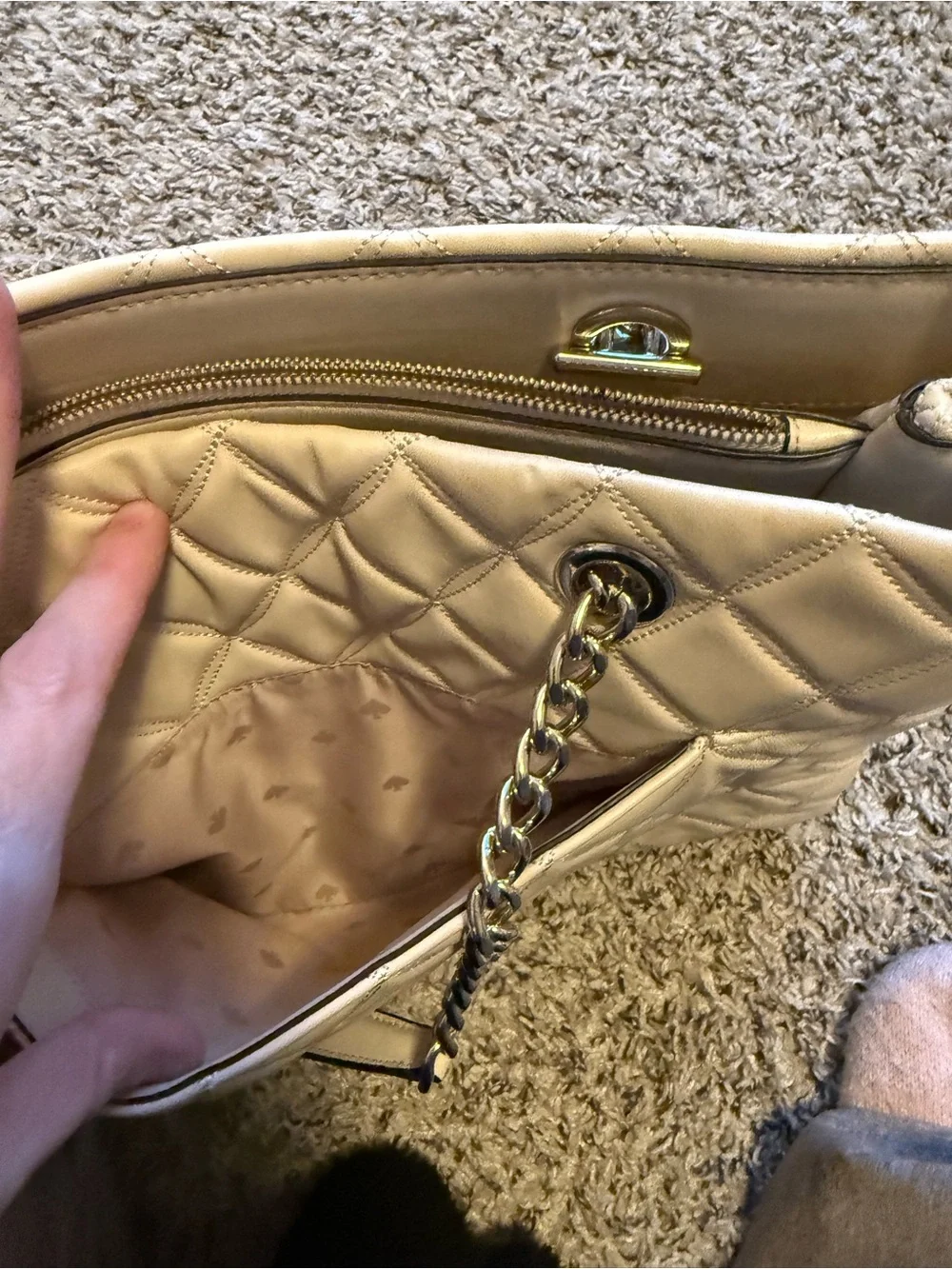 kate spade White Quilted Chain-Handle Tote